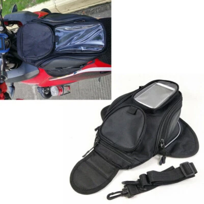 Black Motorcycle Oil Fuel Tank Bag Waterproof Shoulder Travel Riding Storage Bag - Image 1 of 4