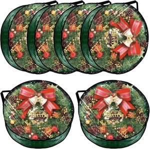 6 Pack Wreath Storage Bags, 24X8 Inch Heavy Duty Christmas Wreath Boxes - Picture 1 of 12