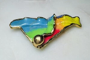 Vintage Amy Lacombe Colorful Abstract Modernist Brooch 1980's - Picture 1 of 4