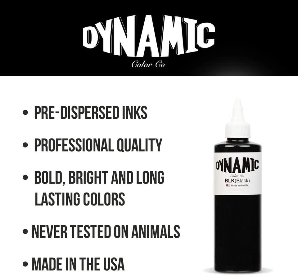 SINGLE NEEDLE LTD Original DYNAMIC BLACK TATTOO INK Tattoo Lining & Shading 1oz 30ml Uk