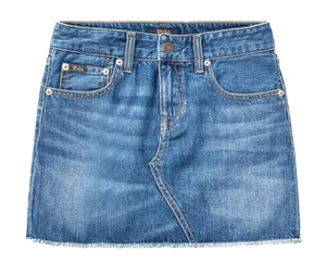 Polo Ralph Lauren Girls Frayed Hem Blue Jean Denim Skirt Five-Pocket CHOOSE SIZE - Picture 1 of 2