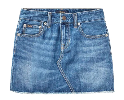 Polo Ralph Lauren Girls Frayed Hem Blue Jean Denim Skirt Five-Pocket CHOOSE SIZE - Image 1 of 2