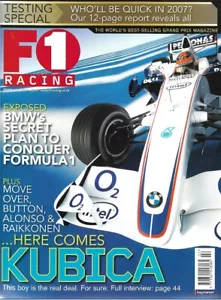 F1 RACING 2007 FEB - KUBICA,BMW/F1,RENAULT TEAM, MASSA, JORDAN 191,GASCOYNE - Imagen 1 de 1