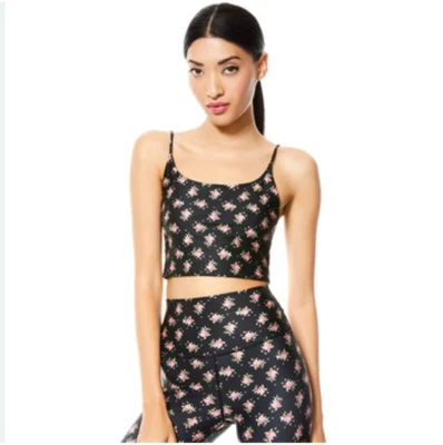 Leggings ALICE + OLIVIA Rosa Floral Cintura Alta y Top a Juego Foto 1 de 3