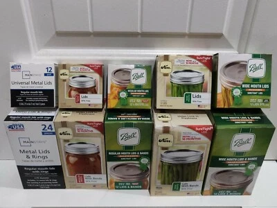 Bola Kerr Cosecha Dorada Albañil Tarro de Conservas Tapas Bandas Anillos Boca Regular y Ancha Foto 1 de 2