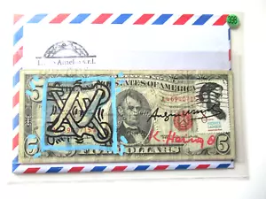 A. WARHOL/K. HARING: 5 Dollar ORIGINAL SIGNIERT, SKIZZIERT, BEARBEITET, von 1977 - Bild 1 von 5