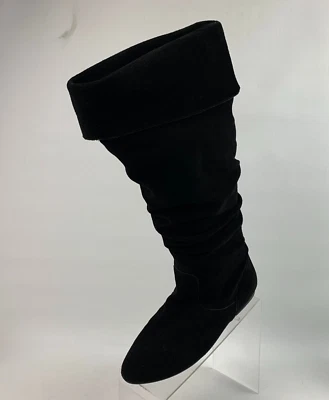 Botas Gabriella Rocha Cuero Negro Gamuza Puño Hasta la Rodilla Pull On Planas Talla 9.5M Foto 1 de 4