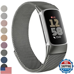Vanjua for Fitbit Charge 6 Bands Women Men, Stainless Steel Metal Mesh Loop A - Picture 1 of 5
