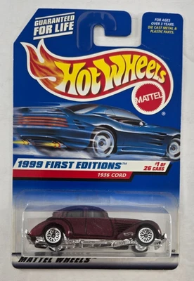 1999 Hot Wheels #649 First Editions 1/26 1936 CORD MF Red w/Chrome Lace Spokes  - Image 1 of 4