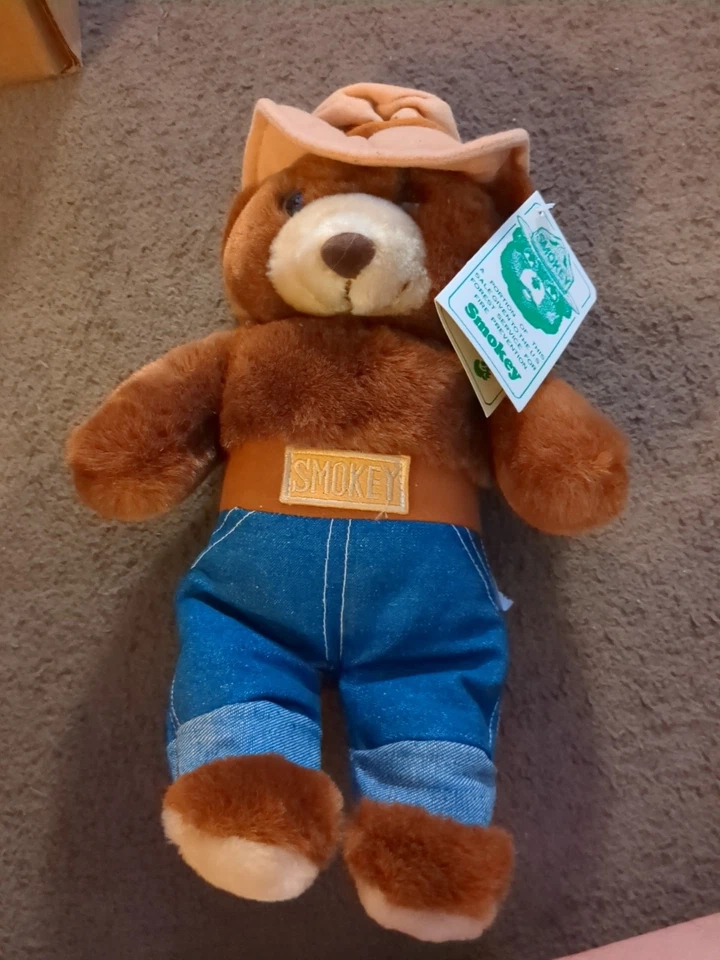 Vintage 1985 Smokey Bear Plush Toy 14 Inch US Forest Service With Tags