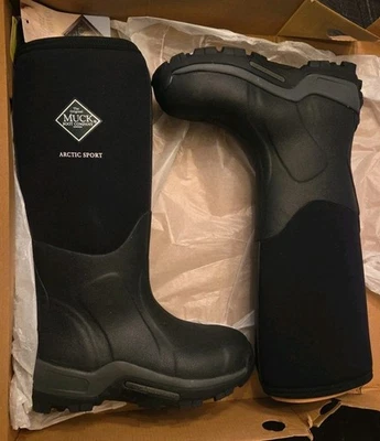 NUEVO Muck Boot Arctic Sport Negro ASP-000A Impermeable 16" ALTO - Hombres 6 - MUJER 7 Foto 1 de 4