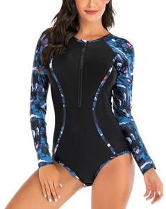 Womens Rash Guard One Piece Swimsuit Tummy Control Surfing Bathing Suit UPF 50 - Picture 1 of 17