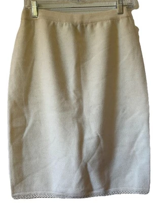 Falda De Colección Años 90 Roberta Freeman Toda Lana Marfil Tejida M Crochet Dobladillo Silencioso Lujo Foto 1 de 4