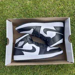 Nike Air Jordan 1 Mid Womens Fashion Trainers in White Black - Picture 1 of 8