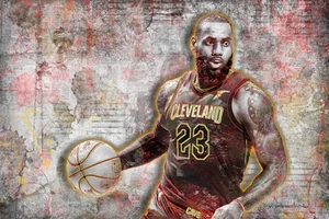 Póster 3 de Lebron James, regalo de Lebron James, homenaje colorido en capas de Lebron James - Imagen 1 de 1