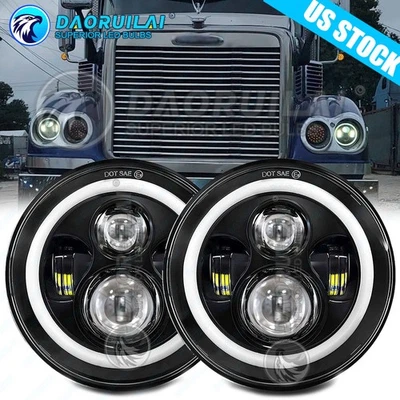 Faros LED proyectores redondos de haz alto/bajo 2 piezas Fit Freightliner FL112 camión 7" Foto 1 de 4