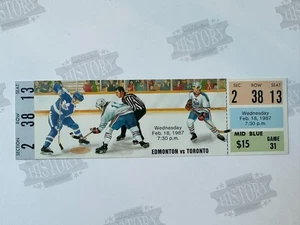 1987 Maple Leafs Edmonton Oiolers Full Ticket 2/18/87 Gretzky 1G 4A Kurri 2G 1A - Picture 1 of 2