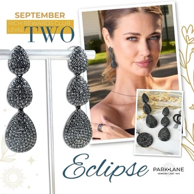Park Lane ECLIPSE - Hematite Teardrop Dangle Post Earrings Retail $118 - Image 1 of 4