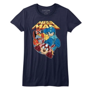 Mega Man & Rush Capcom Video Game Women's Fitted T Shirt - Picture 1 of 3