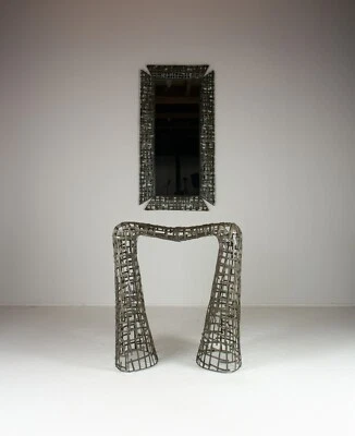 Brutalist Console Table and Mirror - Image 1 of 4