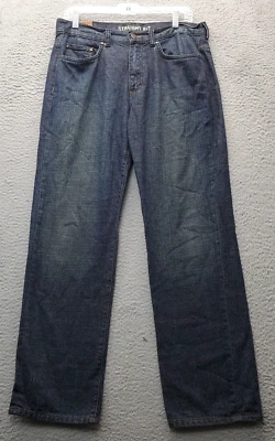 Chaps Jeans Mens 32/30 Blue Denim Cotton Flat Front Straight Fit Pockets Outdoor - Image 1 of 4