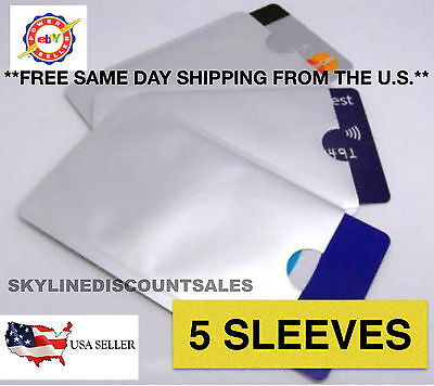 5x Secure Shield RFID Blocking Sleeve Protector For Payment/ID/Debit/Credit Card • 4.19$