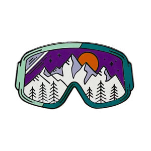 Outdoor Ski Lover Ski Goggles Sunset Snow Mountain Enamel Metal Brooch Badge Pin