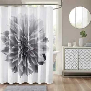 Printed Floral Cotton Shower Curtain For Bathroom - Picture 1 of 10