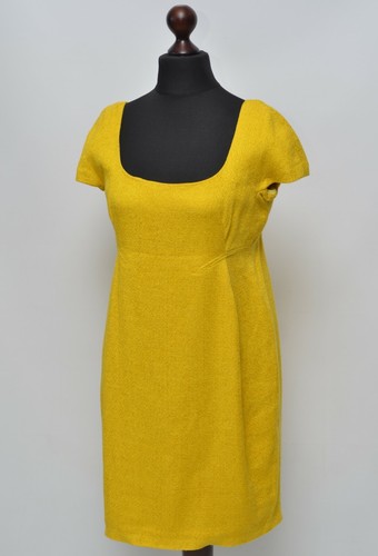 Abito donna di lusso GIANNI VERSACE in lino giallo taglia 44 Made in Italy