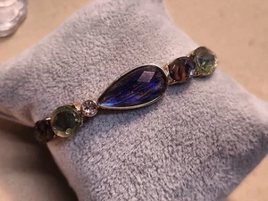 Vintage Signed Anne Klein Hinged Bangle Gold Tone Rhinestone Bracelet - Picture 1 of 13
