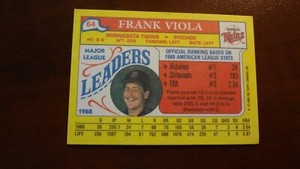 1989 TOPPS MAJOR LEAGUE LEADERS  MINI # 64 FRANK VIOLA     BASEBALL CARD