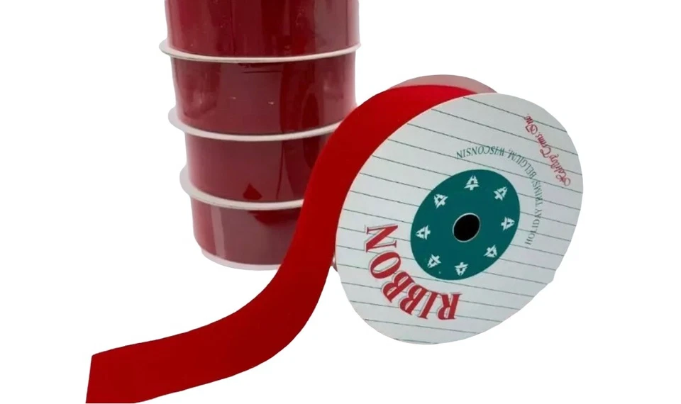 Red Velvet Ribbon Christmas Ready 1 1/4" x 9 FT (Pack of 2) - Image 1 of 4