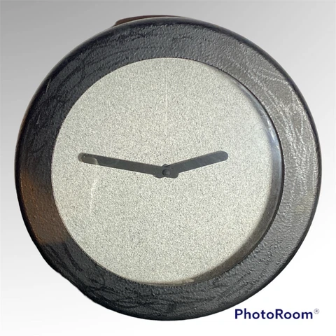 80s Vintage Post Modern Empire Arts Products Wall Clock Black / Gray Round 12" Cover