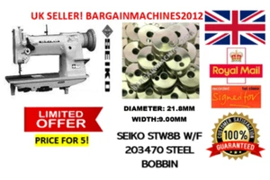 SEIKO STW8B W/F 203470 STEEL BOBBIN 5 IN A PACK INDUSTRIAL SEWING MACHINE PART - Picture 1 of 10