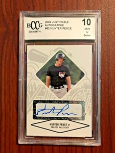 2004 Justifiable Hunter Pence Auto #62 Rookie RC Beckett Graded BCCG 10 MINT