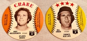 Andy Messersmith Atlanta Braves AND Bill Singer Toronto Blue Jays 1976 MSA discs - Picture 1 of 1