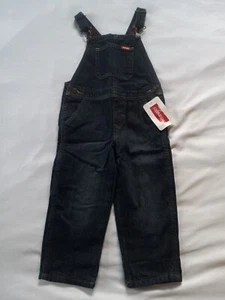 NWT Wrangler Overalls Jean Dark Denim Size 3T Blue Plaid Flannel Lined Carpenter - Picture 1 of 10