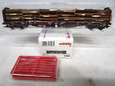 Marklin HO Scale DB Wood Transport Flat Ring Stake Car W/ Log Load NOS 47008
