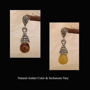 BALTISCHER HONIG oder Butterscotch Bernstein & Sterlingsilber Träne Anhänger Charm - Bild 1 von 8