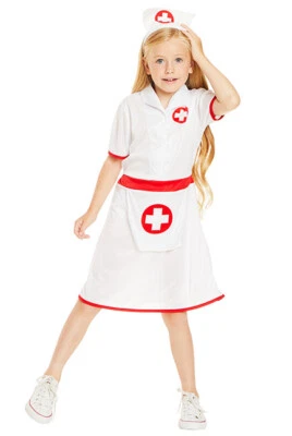 Niñas Enfermera Disfraz Niños Médico Uniforme Niños Día del Libro Vestido Elegante Conjunto Reino Unido Foto 1 de 4