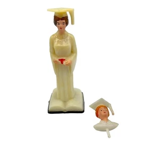 Decoración de pasteles vintage decoración adorno y selección graduada mujer blanca universidad - Imagen 1 de 13