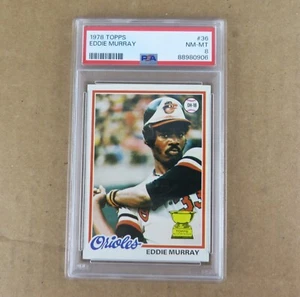 EDDIE MURRAY NOVATO PSA 8 1978 Topps #36 Salón de la fama 500 HR Club Orioles Cup - Imagen 1 de 2