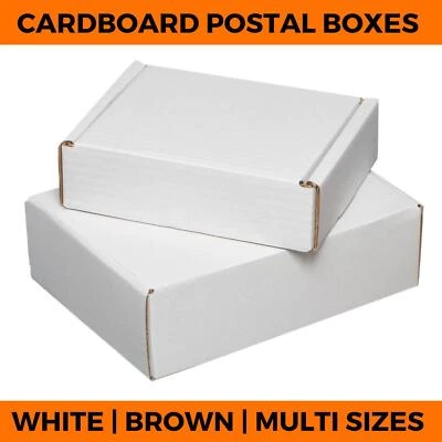 PACKAGING PRODUCTS ONLINE Cardboard Postal Boxes - White Brown Shipping Postal Mailing Packet Small Parcel
