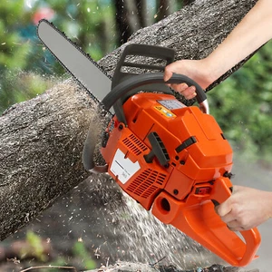 24 Inch Gasoline Chainsaw Cutting Wood Gas Sawing Crankcase Chain Saw 65cc - Picture 1 of 13