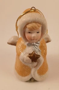 Vtg Christmas Angel Holding Star  Porcelain Handpainted Ornament - Picture 1 of 7