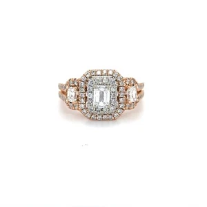 Stunning! 1.5 Carat Diamond Double Halo Engagment Ring - 14k Rose Gold  - Picture 1 of 8