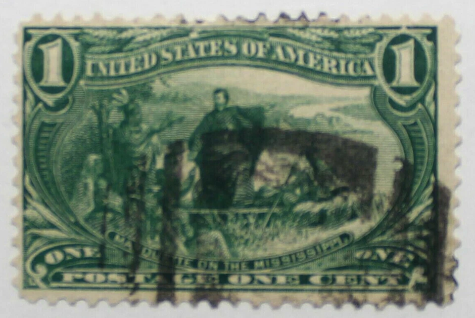 US Stamp Scott #285 ~ Marquette on the Mississippi 1c 1898 used GR03 - Image 1 of 1