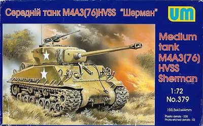 M4A3(76)W HVSS Tank Sherman US Medium WWII Plastic UM 379 1/72 Unimodel 379 - Image 1 of 4
