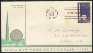 US USA Sc# 853 FDC First Day Cover Perisphere Trylon 1939 - Picture 1 of 1