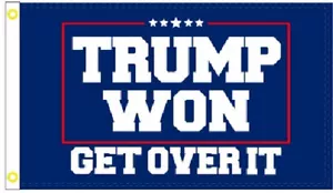 3X5 TRUMP 2024 (47) WON GET OVER IT BLUE FLAG BANNER 100D - Picture 1 of 3